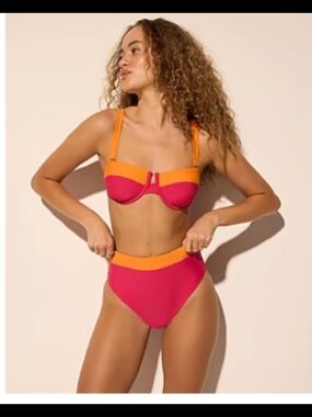 Express Pink and Orange High-Waist Underwire Bikini
